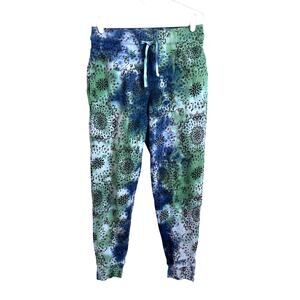 Blind Rooster Mens Jogger Sweatpants Blue Green Tie Dye Bandana Medium Rave